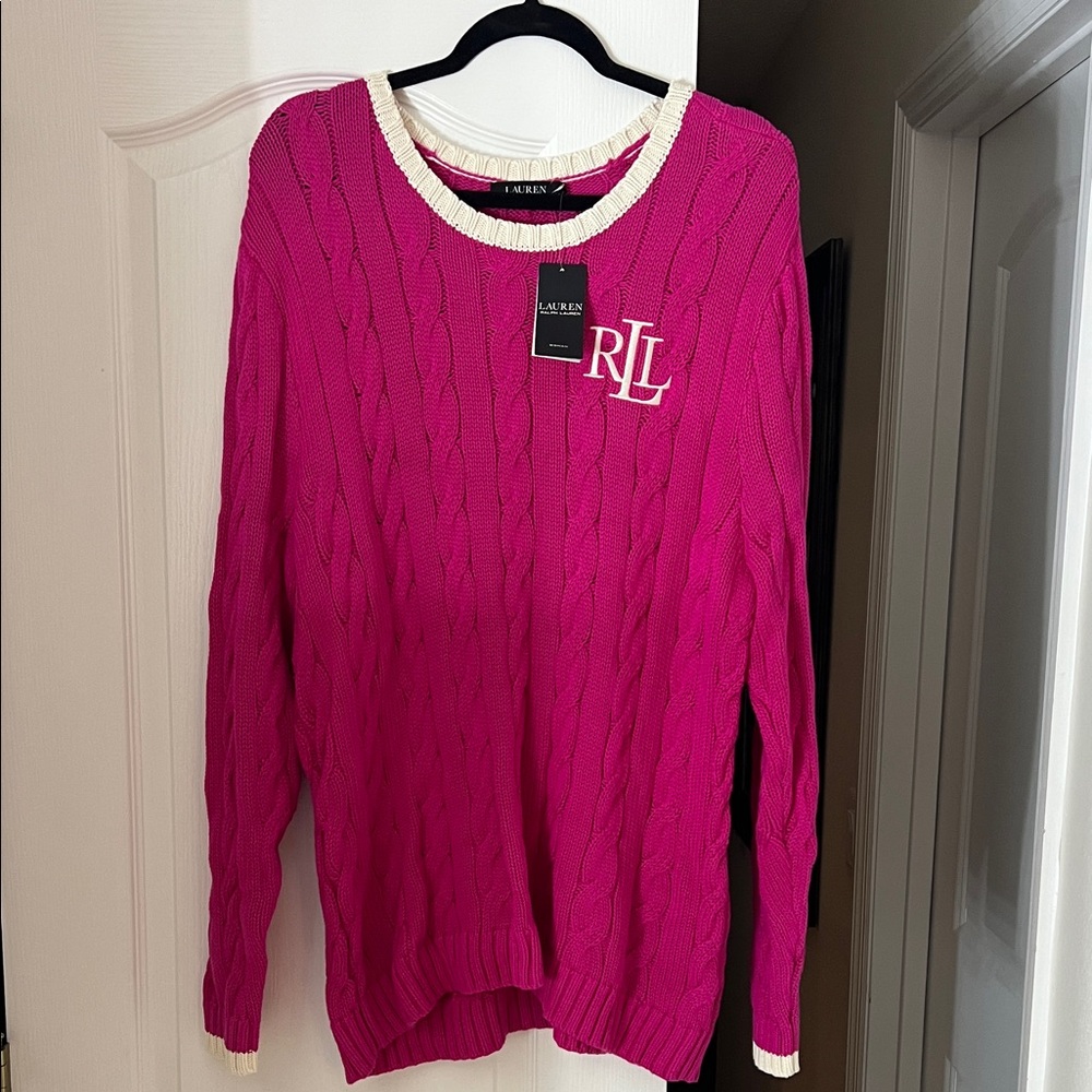 Ralph Lauren Fuchsia Cable Knit Sweater